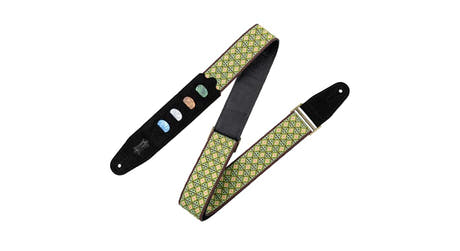 Levys M8HTVPH-25 sangle de guitares 2" avec poches pour médiators, verte
