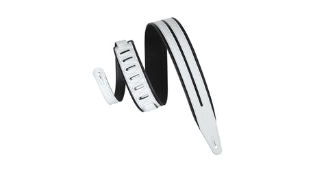 Levys MG317DRS sangle de guitare 2 1/2", noire avec bandes de course blanches