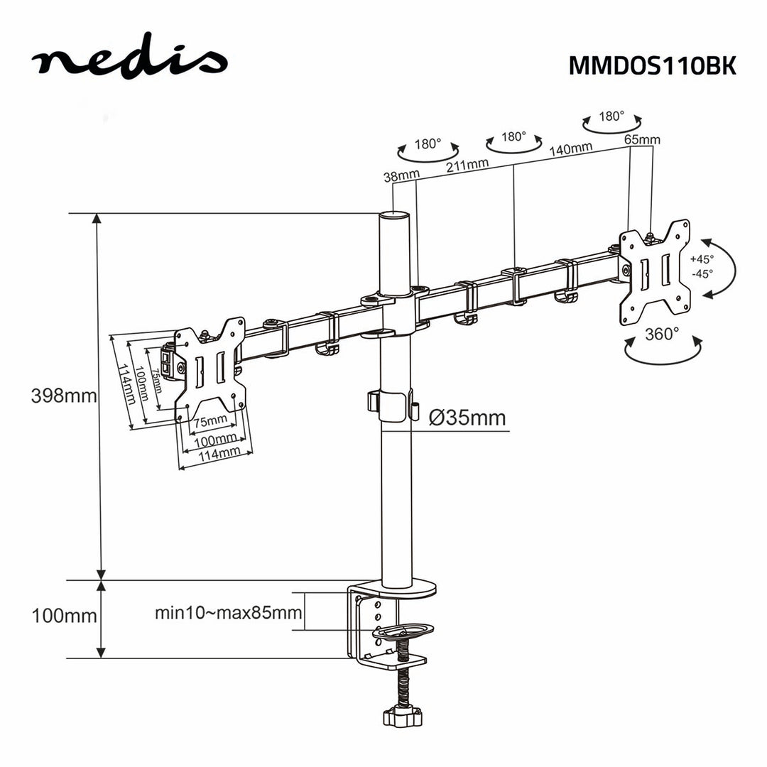 Table mount for 2 monitors (15-32")
