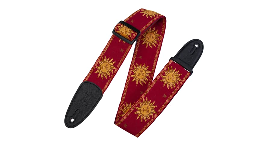 Levys MPJG sangle de guitare 2", motif soleil, rouge