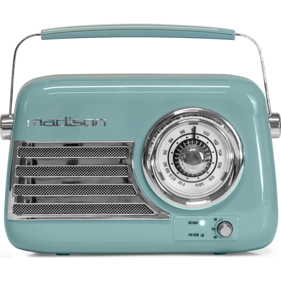 Madison Radio Rétro avec Bluetooth et FM (Bleu)
