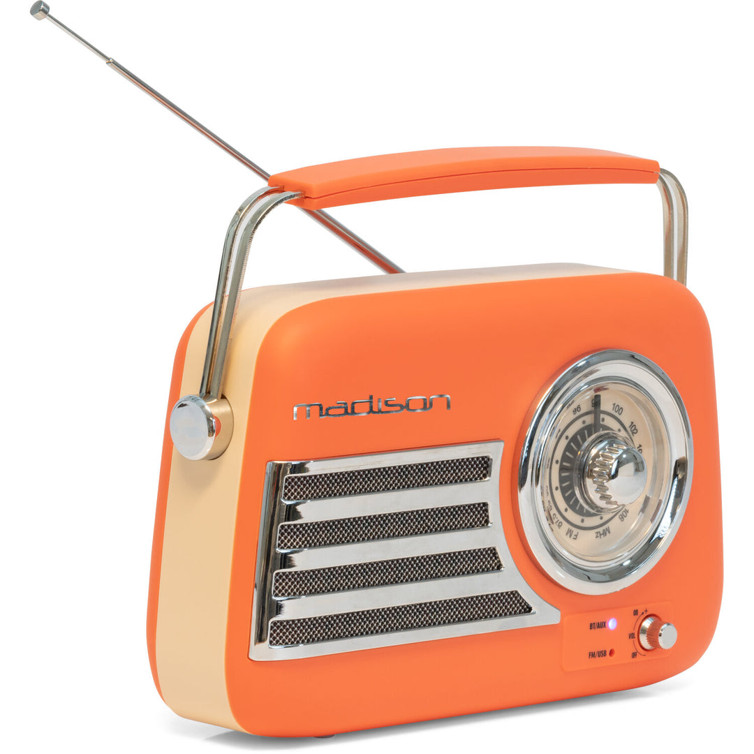 Madison Radio Rétro avec Bluetooth et FM (Orange Mat)