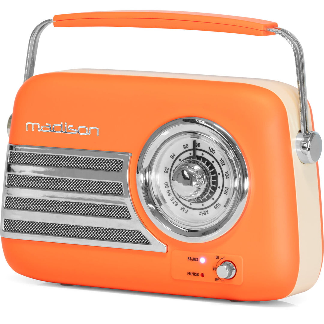 Madison Radio Rétro avec Bluetooth et FM (Orange Mat)