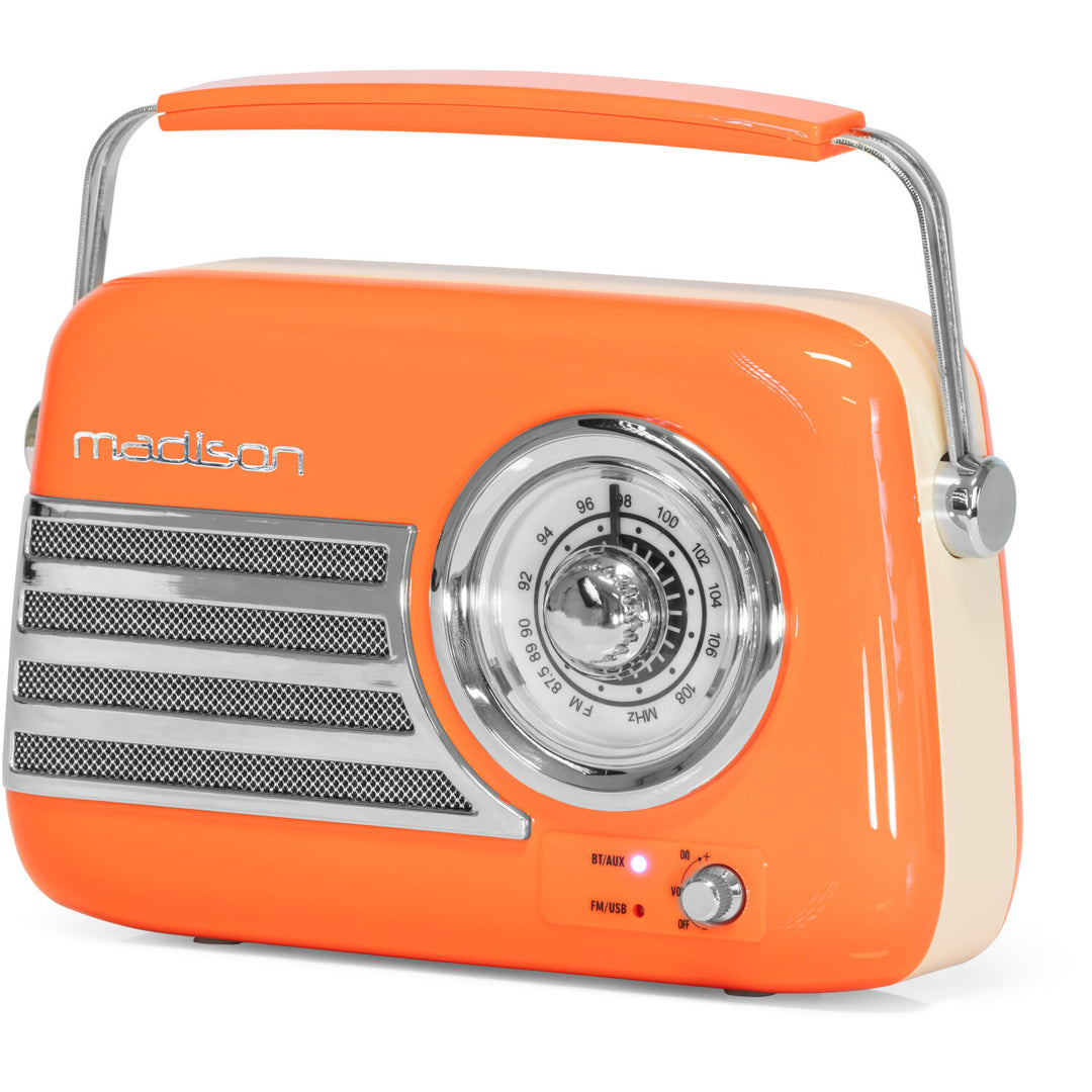 Madison Radio Rétro avec Bluetooth et FM (Orange)