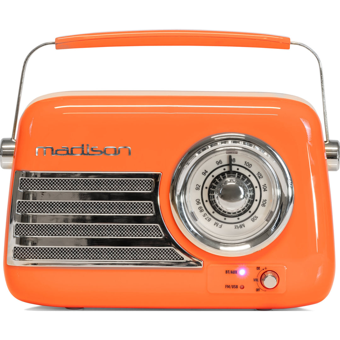 Madison Radio Rétro avec Bluetooth et FM (Orange)
