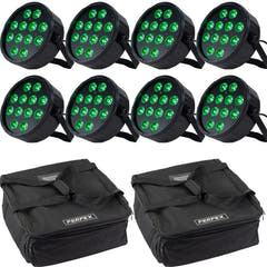 Projecteur PAR Marconi Polaris 12x12W RGBW Pack de 8 avec sac