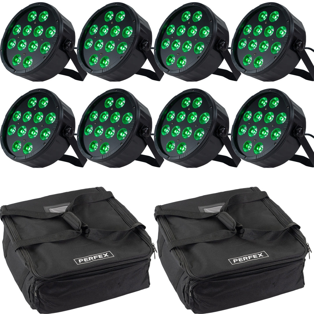 Projecteur PAR Marconi Polaris 12x12W RGBW Pack de 8 avec sac