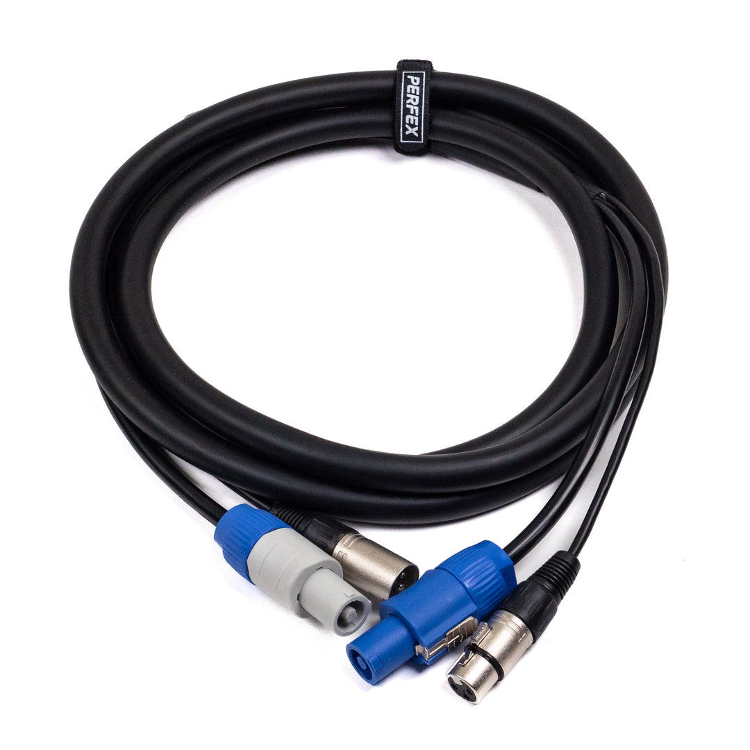 Perfex Powercon & XLR Câbles Muïipies (DMX, 3m)