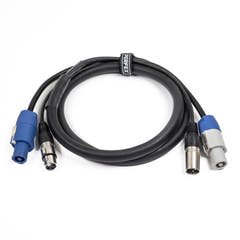 Perfex Powercon & XLR Câbles Muïipies (DMX, 1,5m)