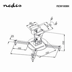 Support plafond projecteur entièrement articulé (Noir, 10kg)
