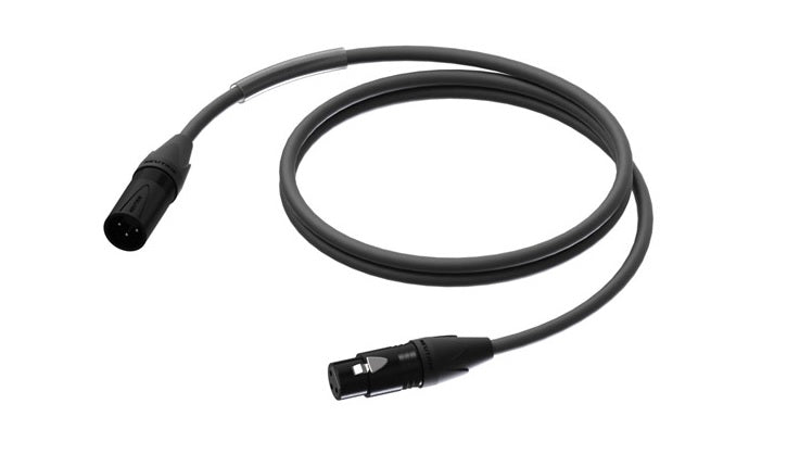 ProCab DMX/AES XLR mâle > XLR femelle avec Neutrik noir - 0,5 m