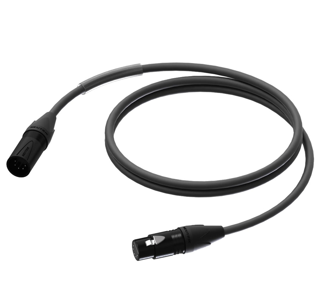 ProCab DMX/AES XLR mâle-femelle à 5 pôles avec Neutrik noir - 0,5 m