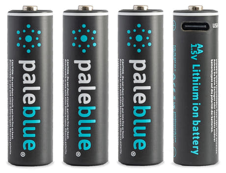 Batterie AA rechargeable Li-Ion Pale Blue, pack de 4 AA avec câble de charge 4x1 USB-C