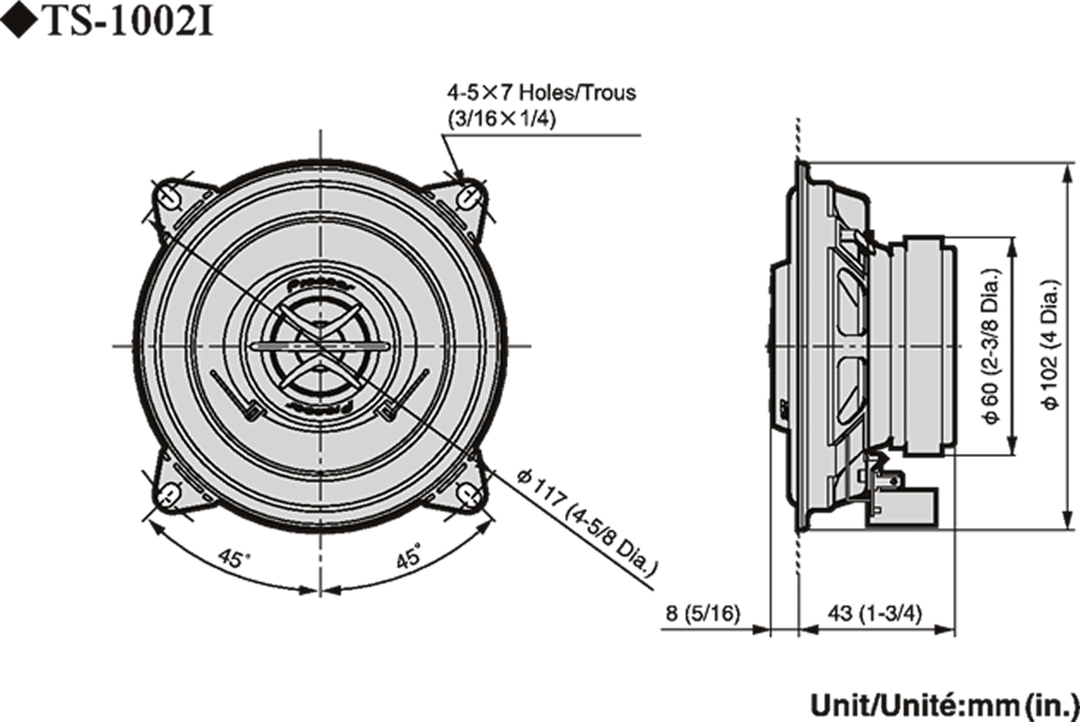 Pioneer TS-1002i Kit de haut-parleurs de voiture (10cm, 4")