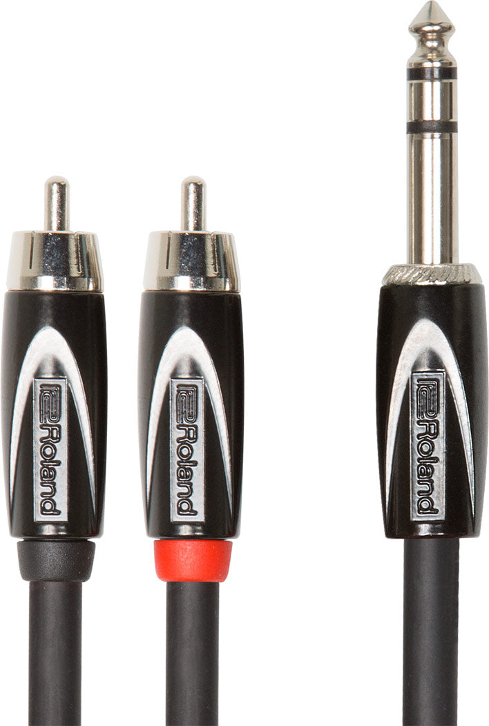 Roland "Heavy-duty" Cable 6.3mm Jack Stereo to 2 x RCA Phono