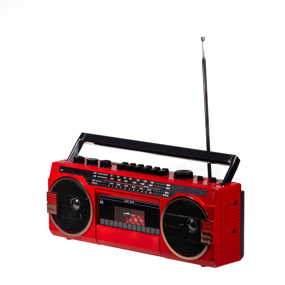Studio 57 Lecteur de cassette avec FM et Bluetooth, Rouge