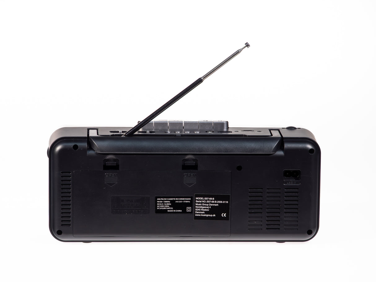 Studio 57 Lecteur de cassette avec FM et Bluetooth, Noir