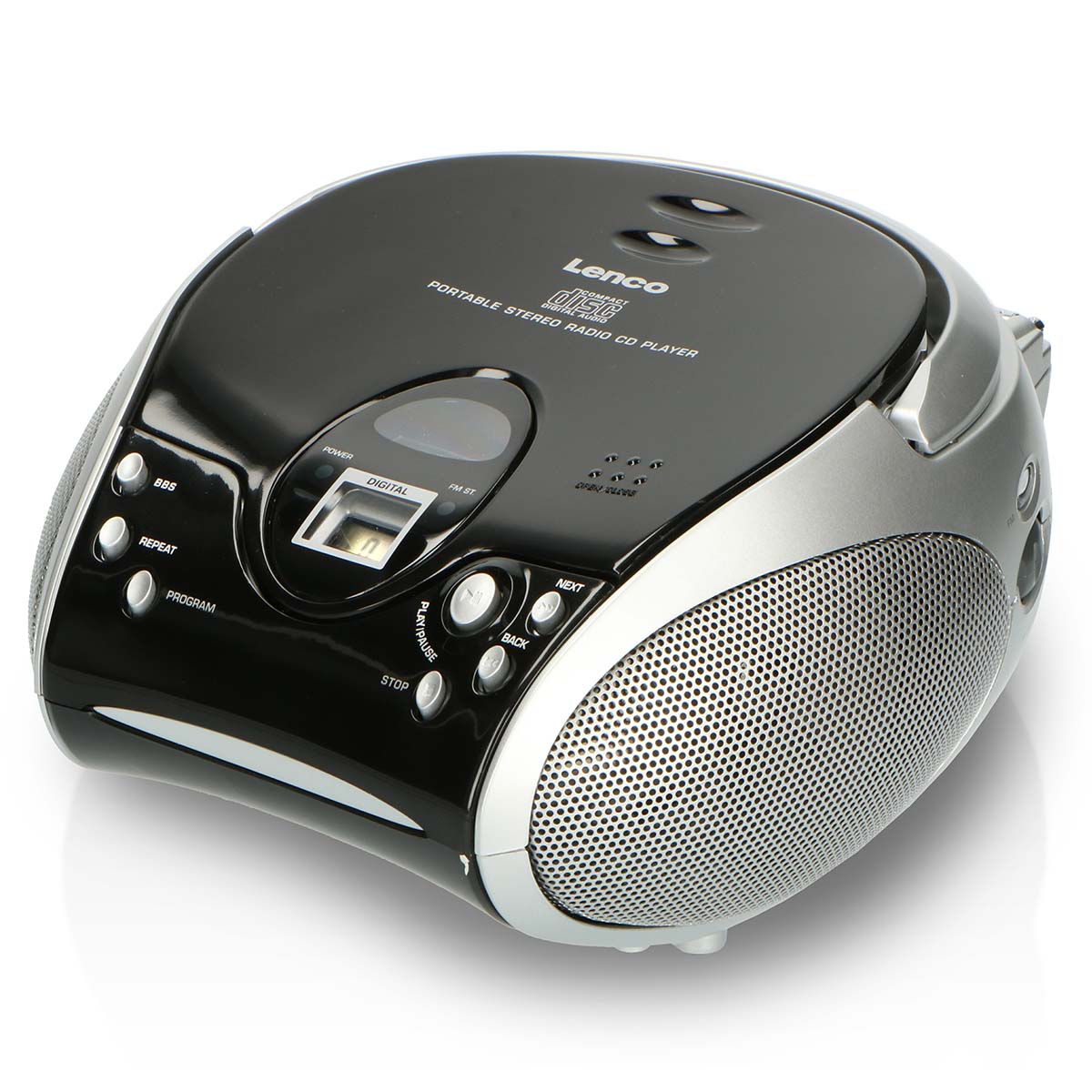 Bærbar stereo FM-radio med cd-afspiller Sort/sølv