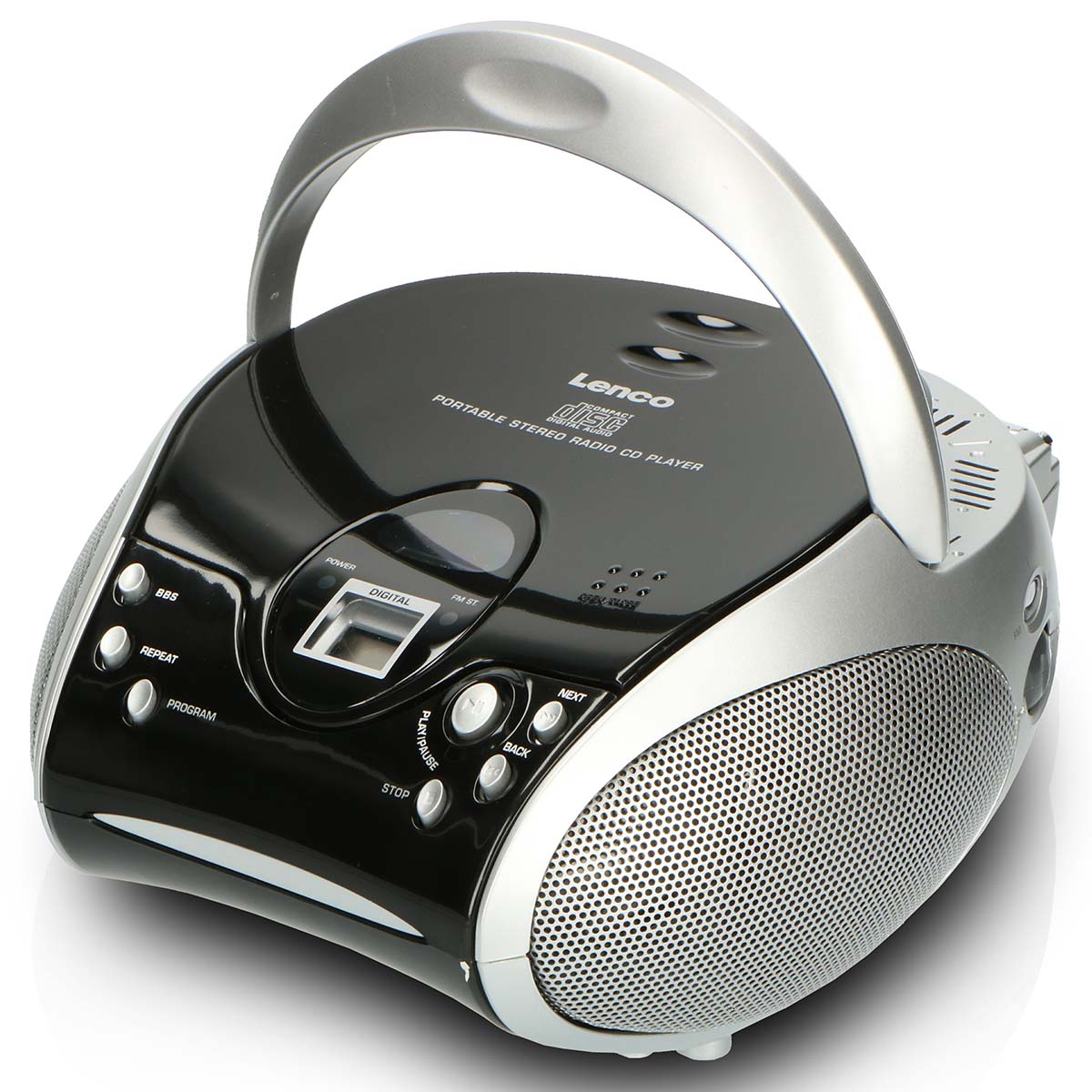 Bærbar stereo FM-radio med cd-afspiller Sort/sølv