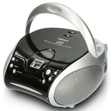 Bærbar stereo FM-radio med cd-afspiller Sort/sølv