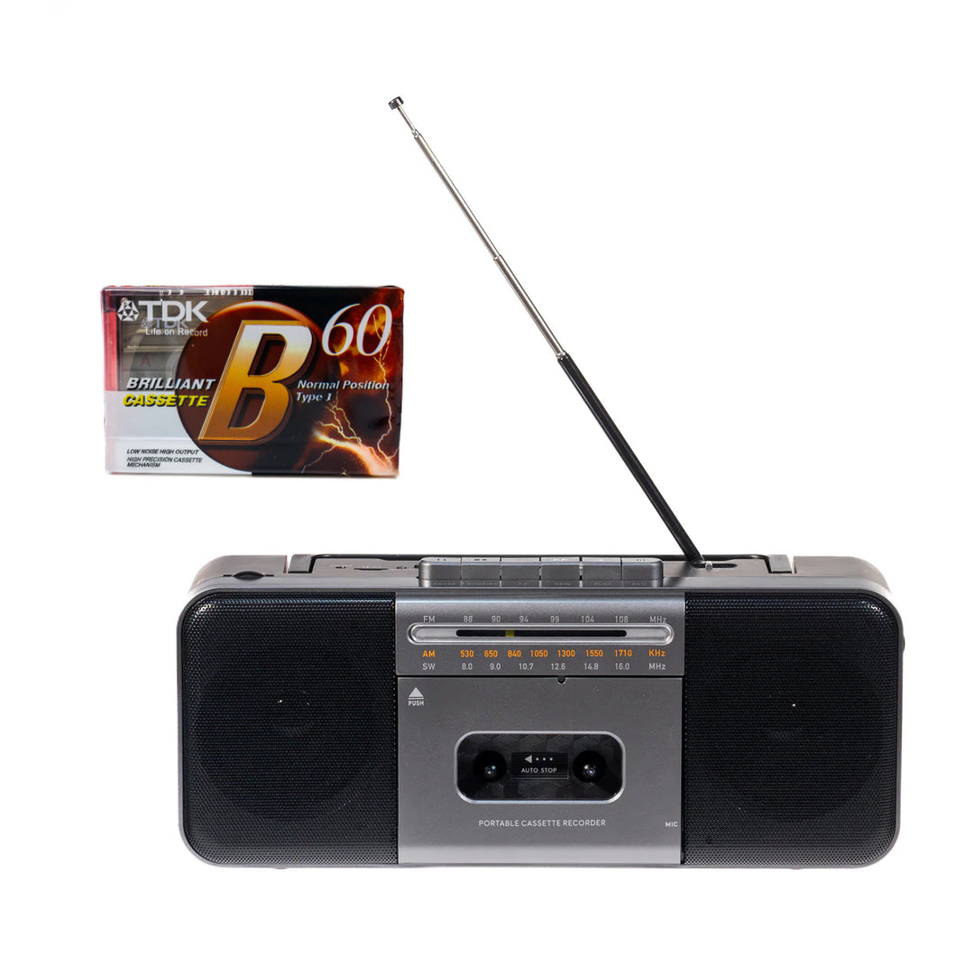 Studio 57 - Lecteur de cassettes avec FM & Bluetooth, Gris + Cassette