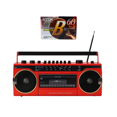 Studio 57 - Lecteur de cassettes avec FM & Bluetooth, Rouge + Cassette