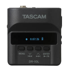 Enregistreur Tascam DR-10L avec microphone cravate, blanc