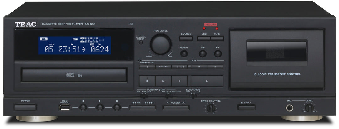 TEAC AD-850-SE Lecteur CD et Cassette avec USB (Noir)