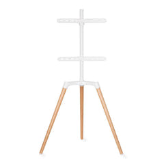 Support TV au Sol (Blanc, Hêtre, 50-65")