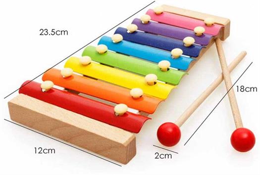 Xylophone avec 8 lames métalliques colorées