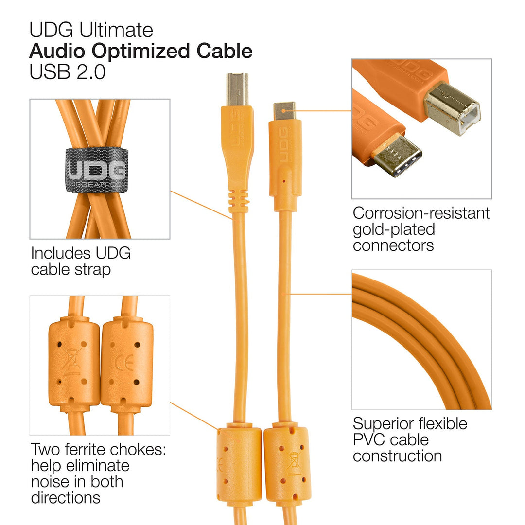 UDG Ultimate Audio Cable USB 2.0 C-B Orange Droit 1,5m