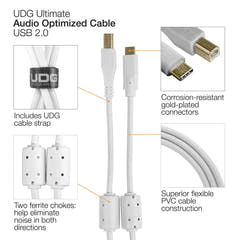 UDG Ultimate Audio Cable USB 2.0 C-B Blanc Droit 1,5m