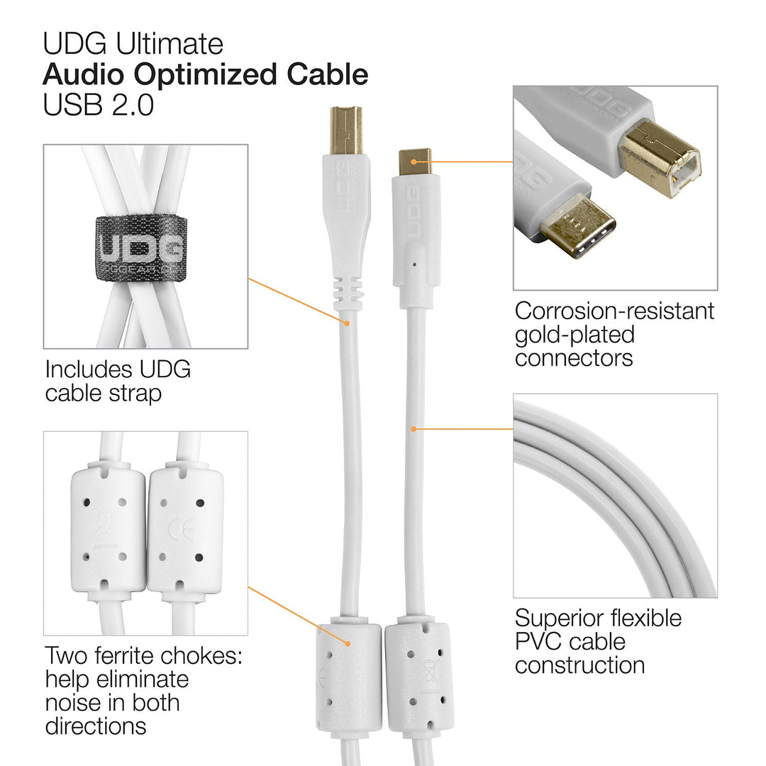 UDG Ultimate Audio Cable USB 2.0 C-B Blanc Droit 1,5m