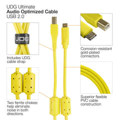 UDG Ultimate Audio Cable USB 2.0 C-B Jaune Droit 1,5m