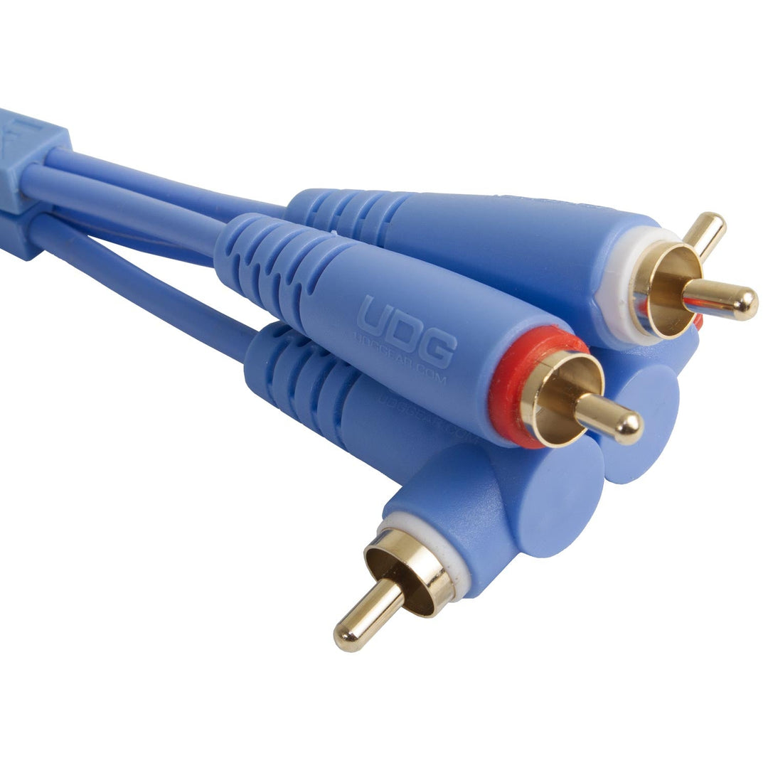 UDG Ultimate Audio Cable Set RCA Droit-RCA Coudé Bleu 3m