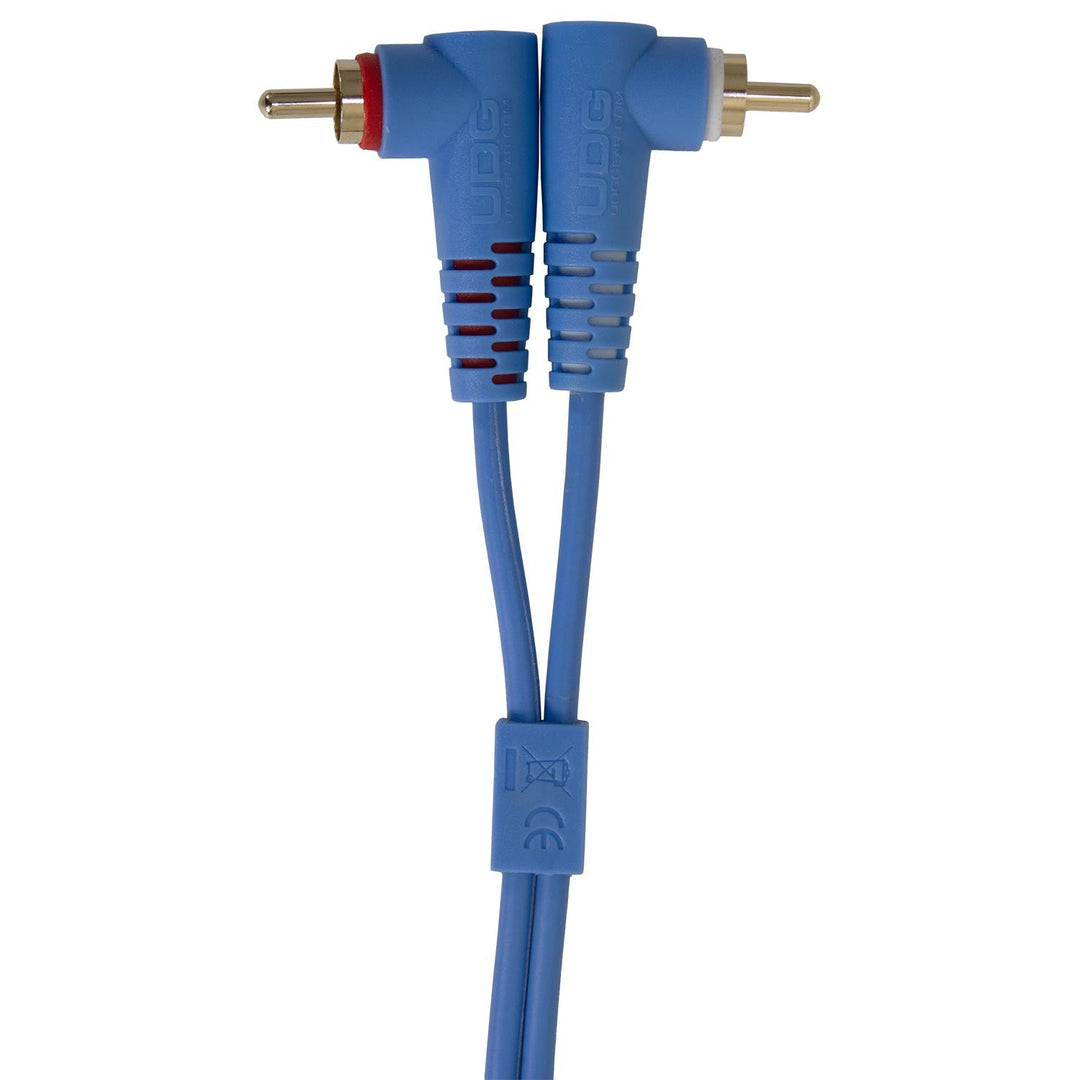 UDG Ultimate Audio Cable Set RCA Droit-RCA Coudé Bleu 3m
