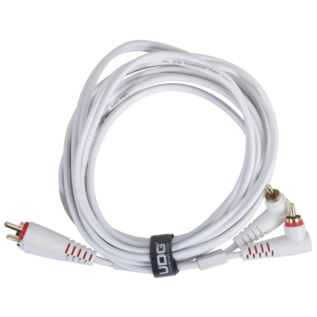 UDG Ultimate Audio Cable Set RCA Droit-RCA Coudé Blanc 3m