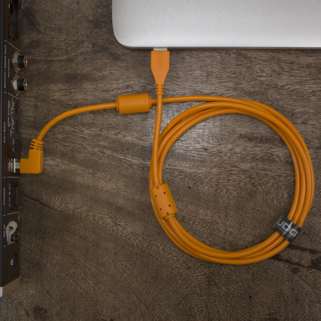 UDG Ultimate Audio Cable USB 2.0 A-B Orange Coudé 1m