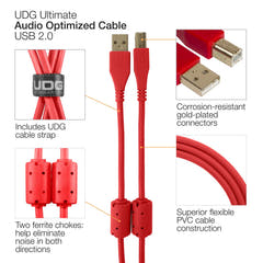 UDG Ultimate Audio Cable USB 2.0 A-B Rouge Coudé 2m