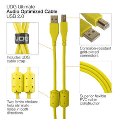 UDG Ultimate Audio Cable USB 2.0 A-B Jaune Droit 2m