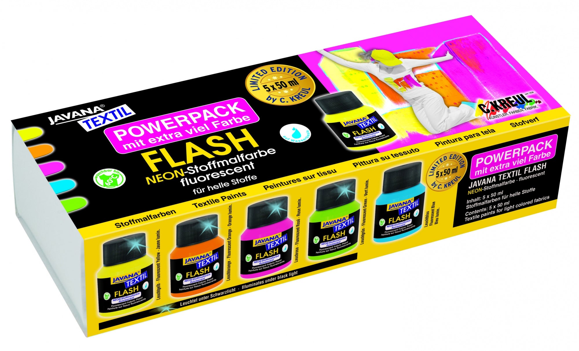 Uv fabric paint set 5 x 50 ml