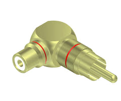 Adaptateur RCA mâle > RCA femelle coudé, paire