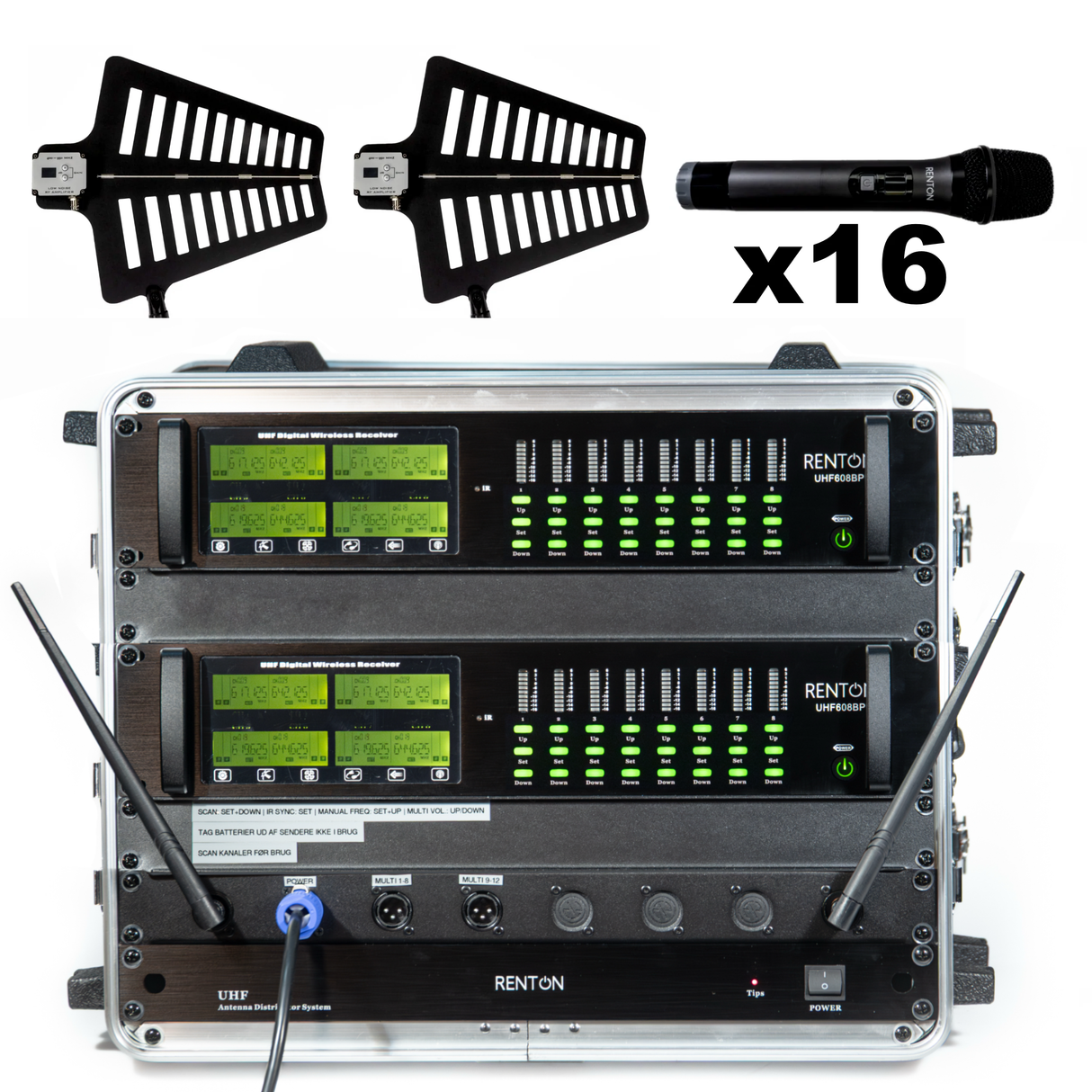 Renton Rack Système sans fil (16 Microphones à main)
