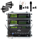 Renton Rack Système sans fil combiné (4 Microphones à main + 16 Casques)