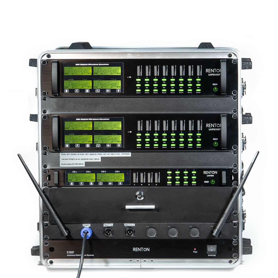 Renton Rack Système sans fil combiné (4 Microphones à main + 16 Casques)