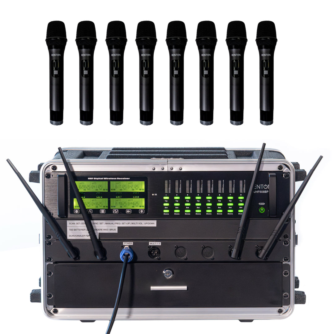 Renton Rack Système sans fil (8 Microphones à main)