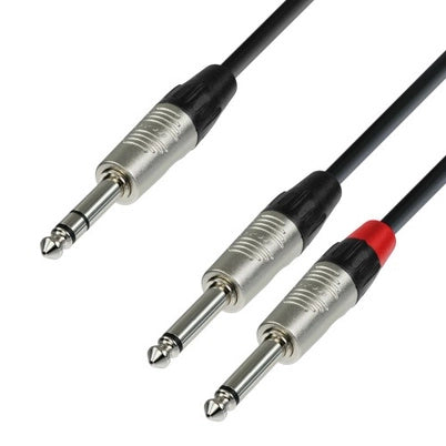Y-split cable Stereo to 2x Mono Jack (0.9m)