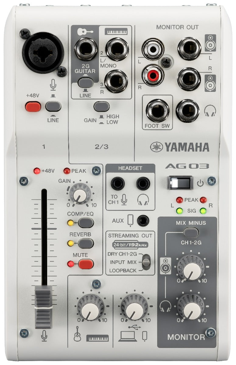 Yamaha AG03 MkII - Pack Live Streaming (Blanc)