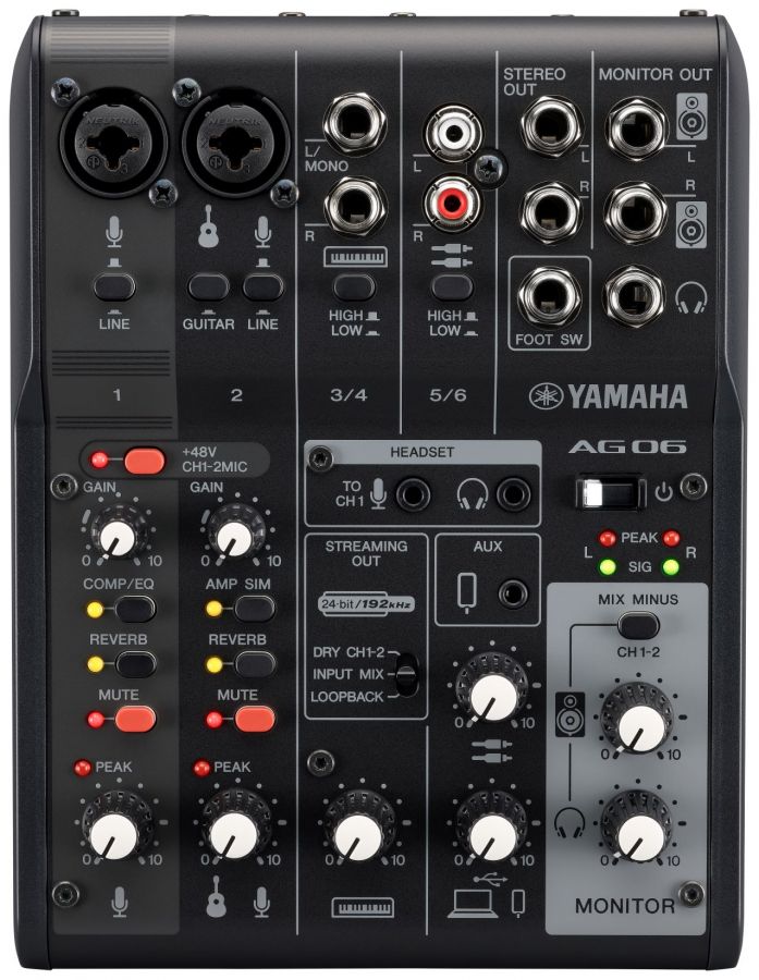 Yamaha AG06 MkII Live Streaming Mixer (Black)