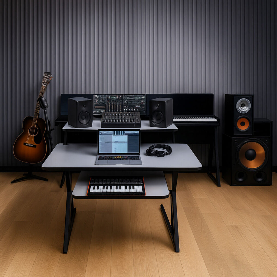 Bureau d’étude avec étagères et extension pour keyboard (120 cm)